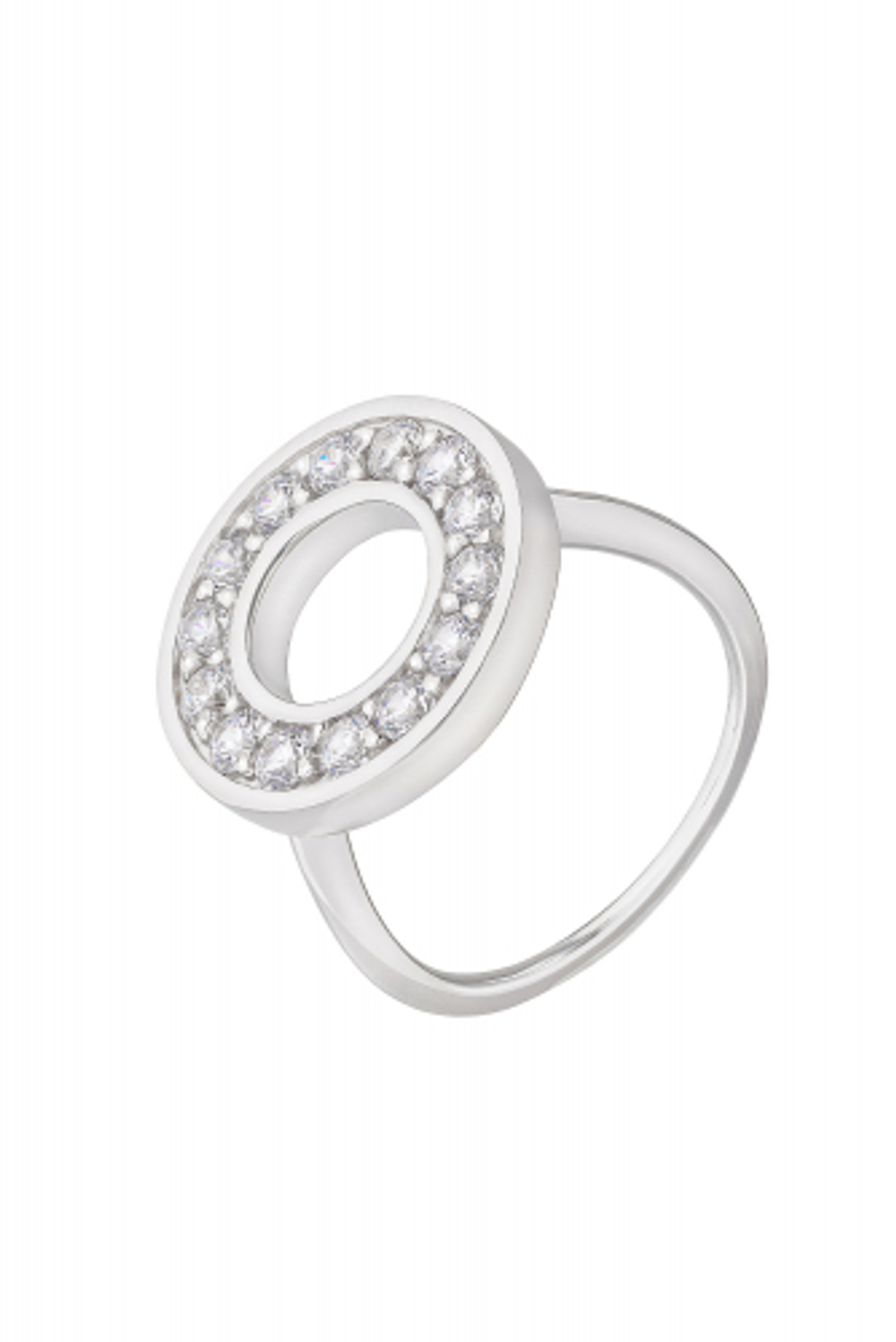 Кольцо из серебра со вставками из бесцветных фианитов