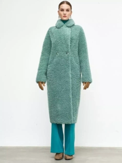 Шуба женская чебурашка тедди эко, зеленая, SilverFox