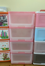 Комод 4-х СЕКЦИОННЫЙ (500*400*985 мм) КЛИЕР розовый перламутр НА КОЛЕСАХ арт. 04024