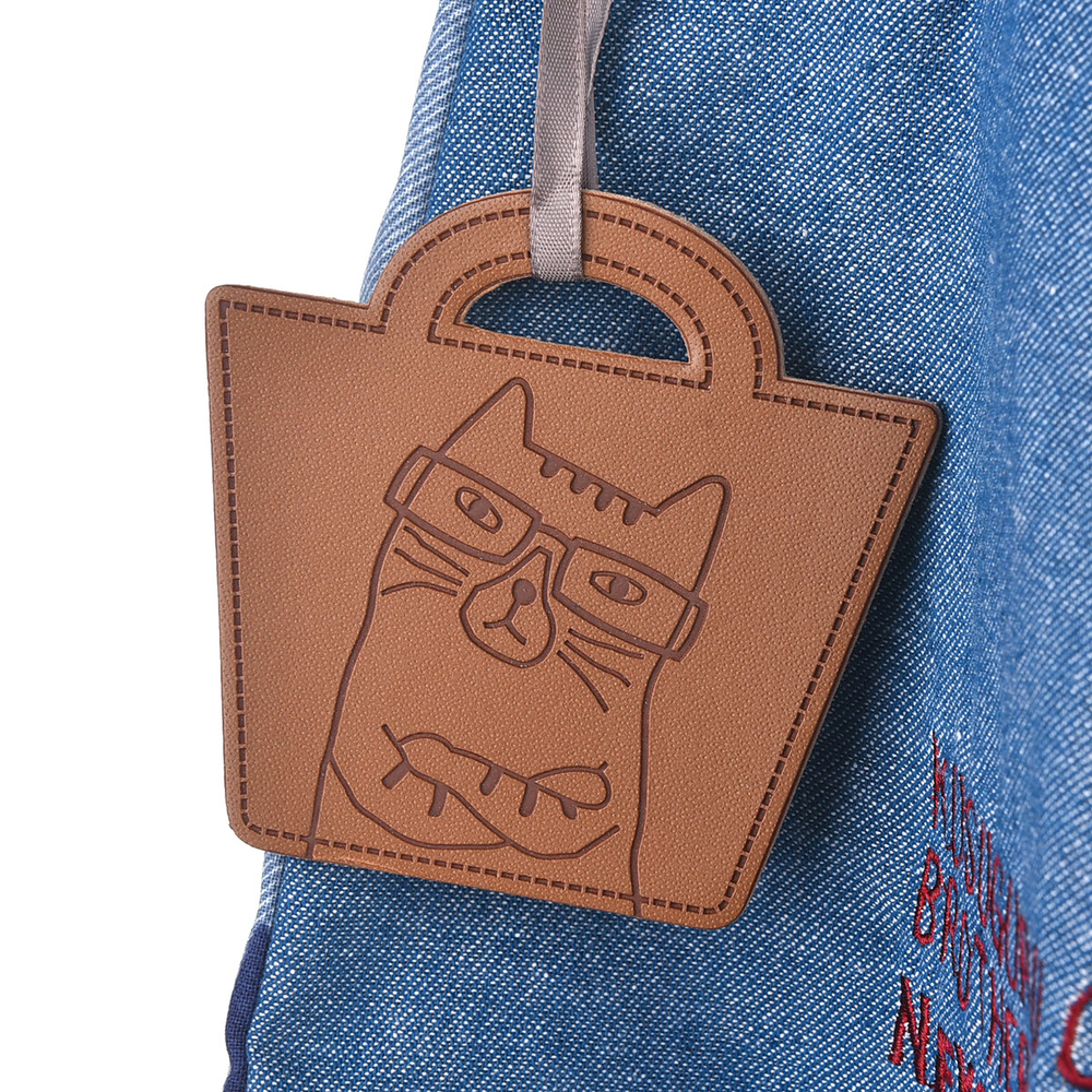 Сумка-шоппер большая с 2 отсеками на кнопке-магните, "NEKOMARUKE", синий, 23-6520-3, KUSUGURU