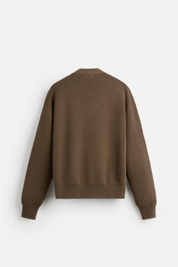 ZARA КАРДИГАН ИЗ РЕЛЬЕФНОГО ХЛОПКА, КОРИЧНЕВЫЙ