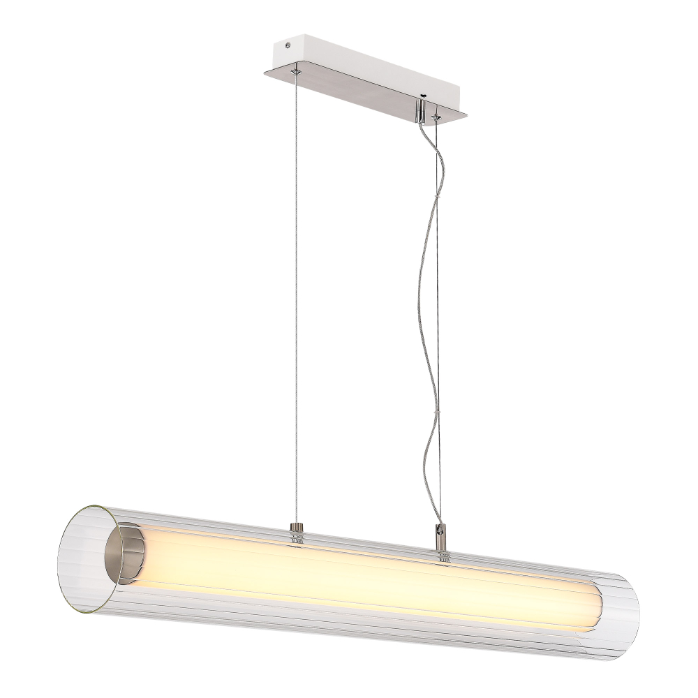 Светильник подвесной, Никель/Белый-прозрачный, ENFYS, LED 33W, 3000K/4000K/6000K