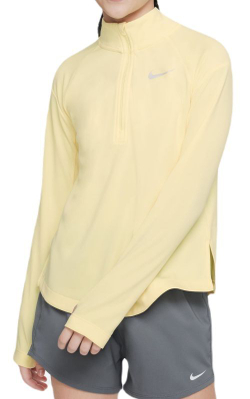 Футболка для девочки теннисная Nike Dri-Fit Long Sleeve Running Top - citron tint/reflective silver
