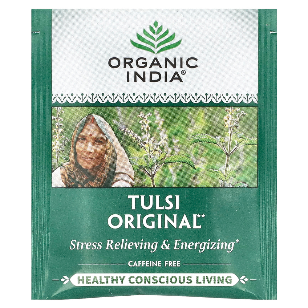 Organic India, оригинальный чай тулси, без кофеина, 18 пакетиков для заваривания, 32,4 г (1,14 унции)