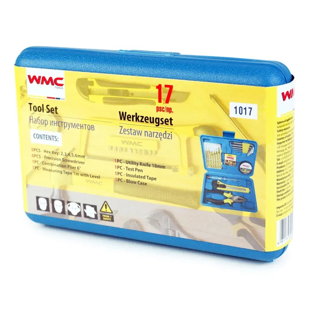 Набор шарнирно-губцевого инструмента и отверток 17пр., в кейсе WMC TOOLS WMC-1017