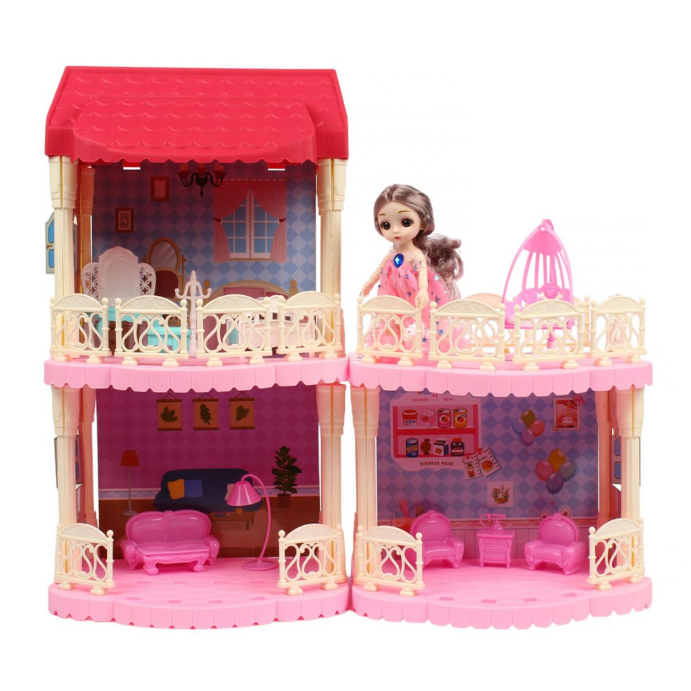 Дом для куклы с куклой мебелью коробка 556-5