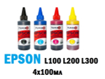 Чернила для принтера Epson L100, L110, L132, L120, L222, L312, L364, L210, L350, L355 - 4 цвета. Комплект 4х100мл