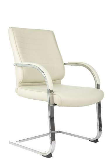 Кресло Бюрократ T-8010-LOW-V слоновая кость эко.кожа низк.спин. полозья металл хром