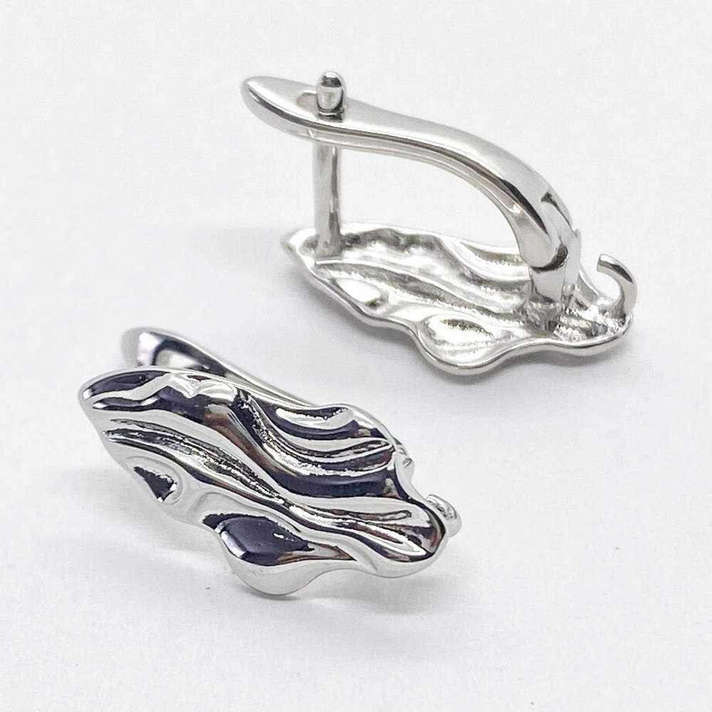 Ювелирные швензы Шелк с родиевым покрытием, размер 17*9 мм, цена за пару