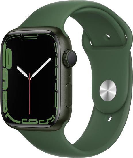 Apple Watch Series 7, 45 мм, корпус из алюминия зеленого цвета, спортивный ремешок «зелёный клевер»