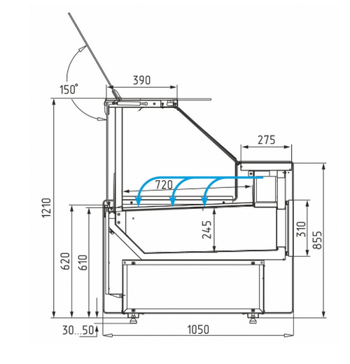 Холодильная витрина CARBOMA BAVARIA 3 GC111 SV 2,5-1 газлифт без боковин