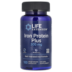 Life Extension Iron Protein Plus 300mg 100 veg caps , Железо плюс белок