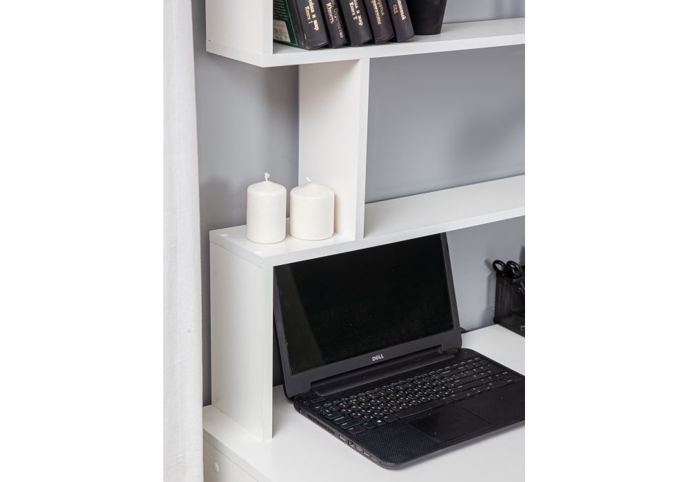 Письменный стол Дижон с надстройкой 110х55х161 белое тиснение