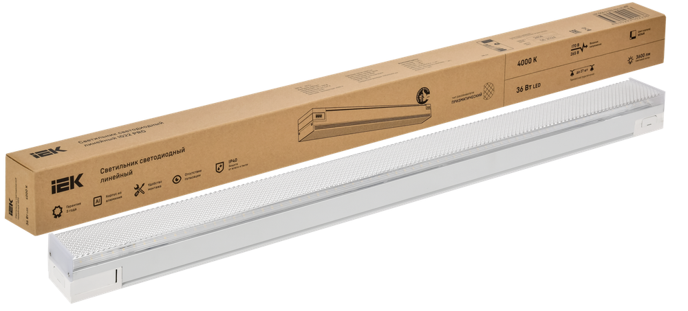 Светильник светодиодный линейный 1022 36Вт 4000К 900мм призма белый LIGHTING PRO IEK