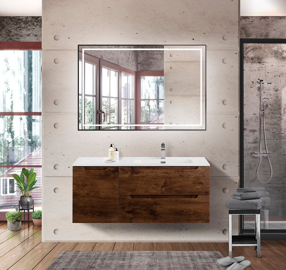 Подвесная тумба с раковиной BelBagno ETNA 120 Rovere Moro правая, ETNA-1200-2C-1A-SO-RW-R + BB1200ETL-R