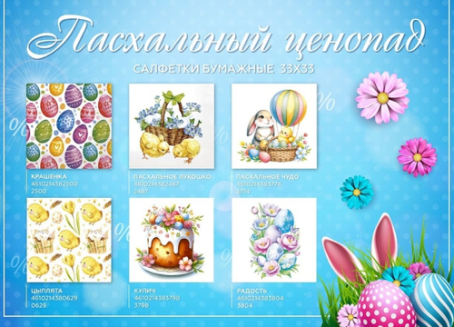 САЛФЕТКИ 33*33 ПАСХАЛЬНЫЕ 12 УП.