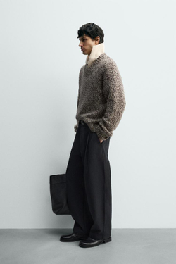 ZARA СВИТЕР ИЗ СМЕСОВОЙ ШЕРСТИ С РЕЛЬЕФНЫМ УЗОРОМ, БУРГУНДИ