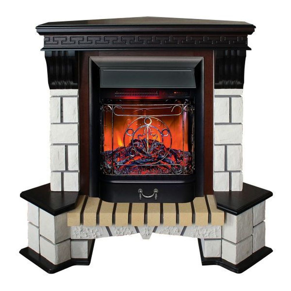 Электрокамин RealFlame Stone Coner AO античный дуб с очагом Majestic Lux BL
