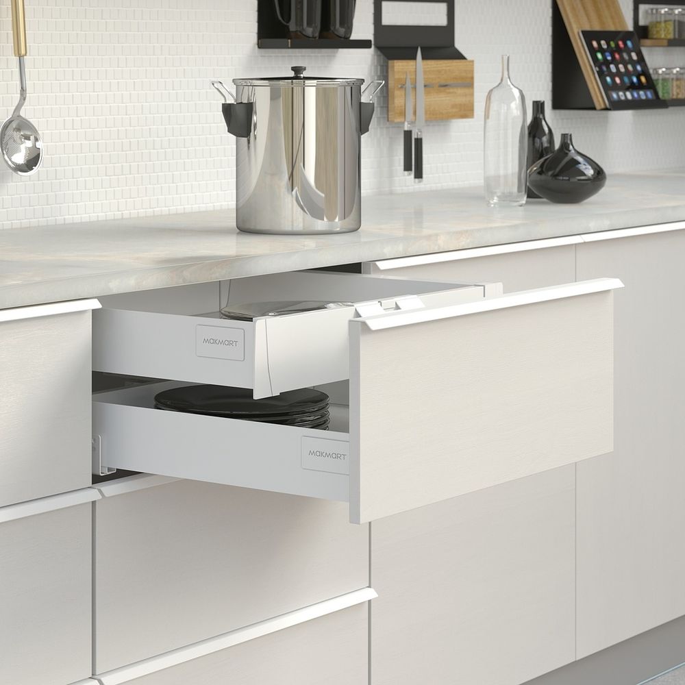 Ручка-профиль накладная L.196мм, отделка белый бархат (матовый)