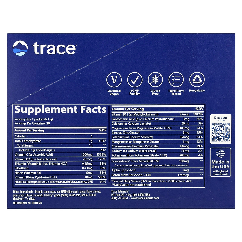 Trace, Power Pak, с ягодным вкусом, 30 пакетиков, 6,1 г (0,22 унции) каждый