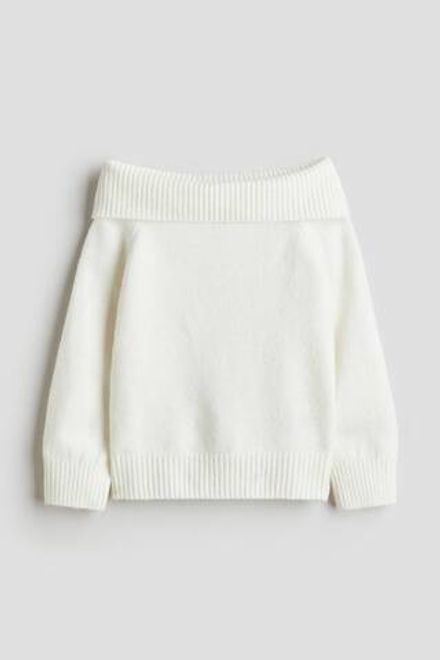 H&M Свитер с открытыми плечами, белый