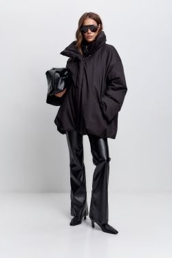 Куртка-баллон зимняя Айсель черного цвета