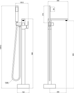 Напольный смеситель для ванны с душем STWORKI Карлстад S35130GB вороненая сталь