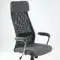 Кресло Barneo K-115 для персонала серая ткань, черная сетка, газлифт 3кл