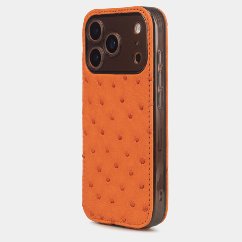 Чехол для iPhone 17 Pro Max - кожа страуса, оранжевый