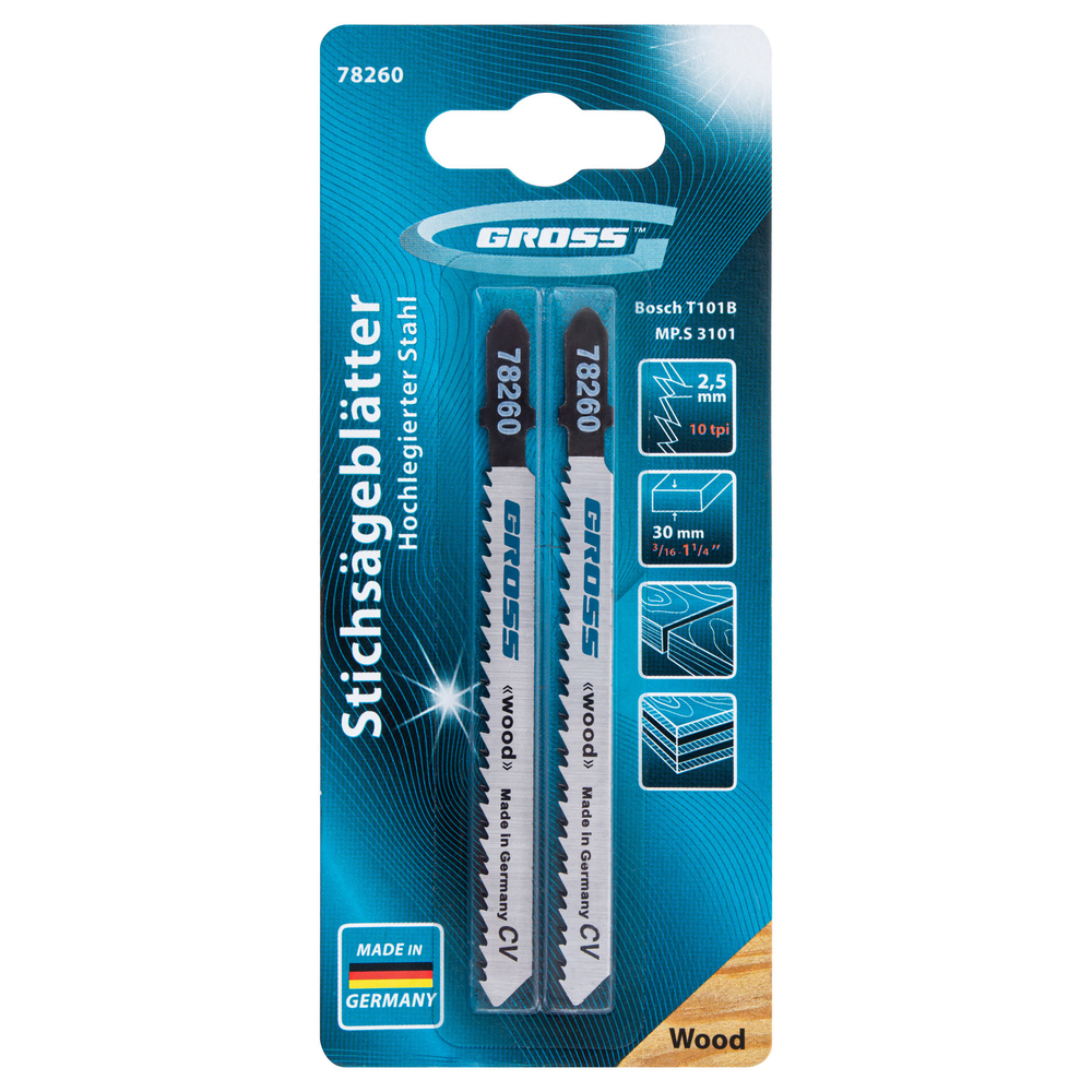 Полотна для электролобзика по дереву, 2 шт, ( 3101-T101B ) Gross 78260