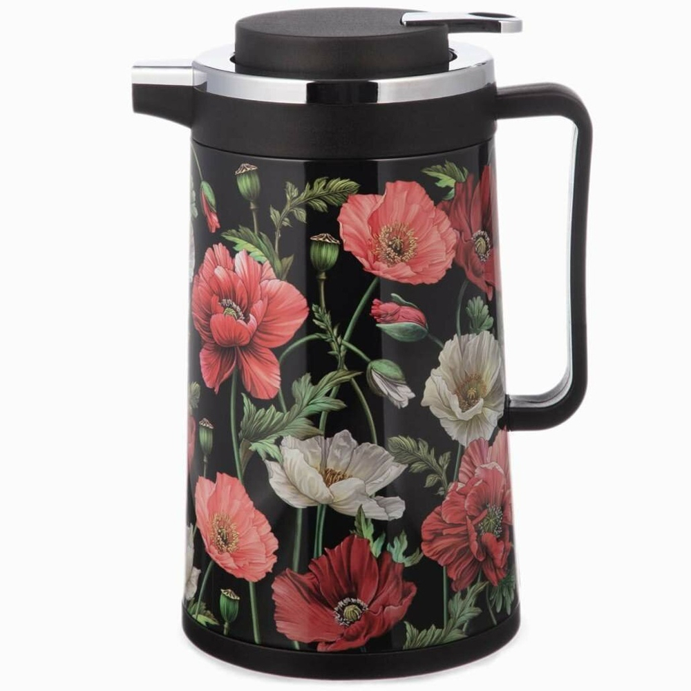 Термос 0,95л со стеклянной колбой, крышка с клапаном, серия "Маки"