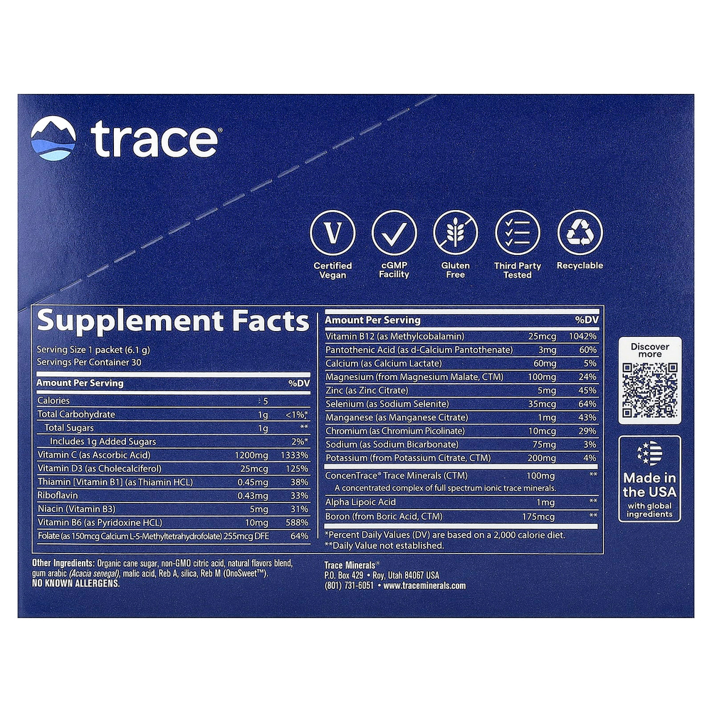 Trace, Power Pak, ананас и кокос, 30 пакетиков по 6,1 г (0,22 унции)