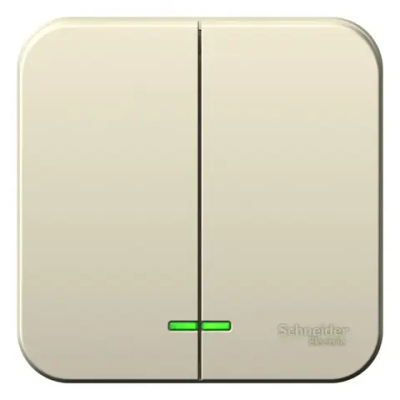 BLANCA О/У 2-клавишный ВЫКЛЮЧАТЕЛЬ (сх.5) с подсветкой, ИЗОЛ.ПЛ, 10А, 250В, МОЛОЧНЫЙ