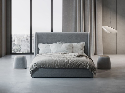 Кровать Камилла в сером велюре-букле 160