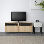 Тумба под ТВ с ящиками - IKEA BESTÅ/BESTA/БЕСТО ИКЕА, 42х48х120 см, под беленый дуб