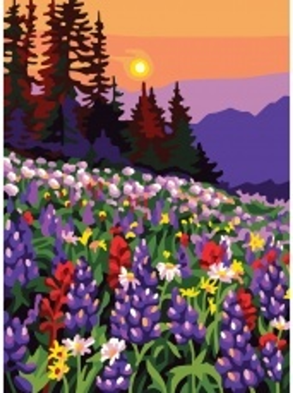 "Пейзаж с цветами"-6339 канва с рисунком