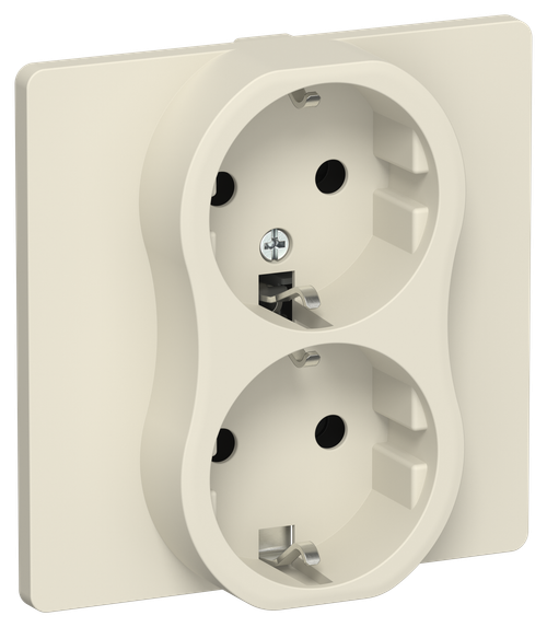 FLITE Розетка 2-местная с заземлением без защитных шторок безвинтовое крепление 16А РС12-1-К-ФлСл сливочный IEK