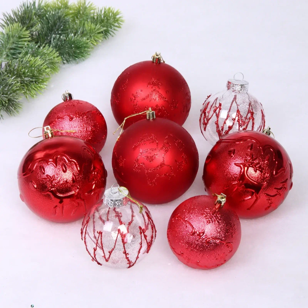 Набор шаров «Wonderful highlights» 8 см + 10 см (24 предмета), Красный