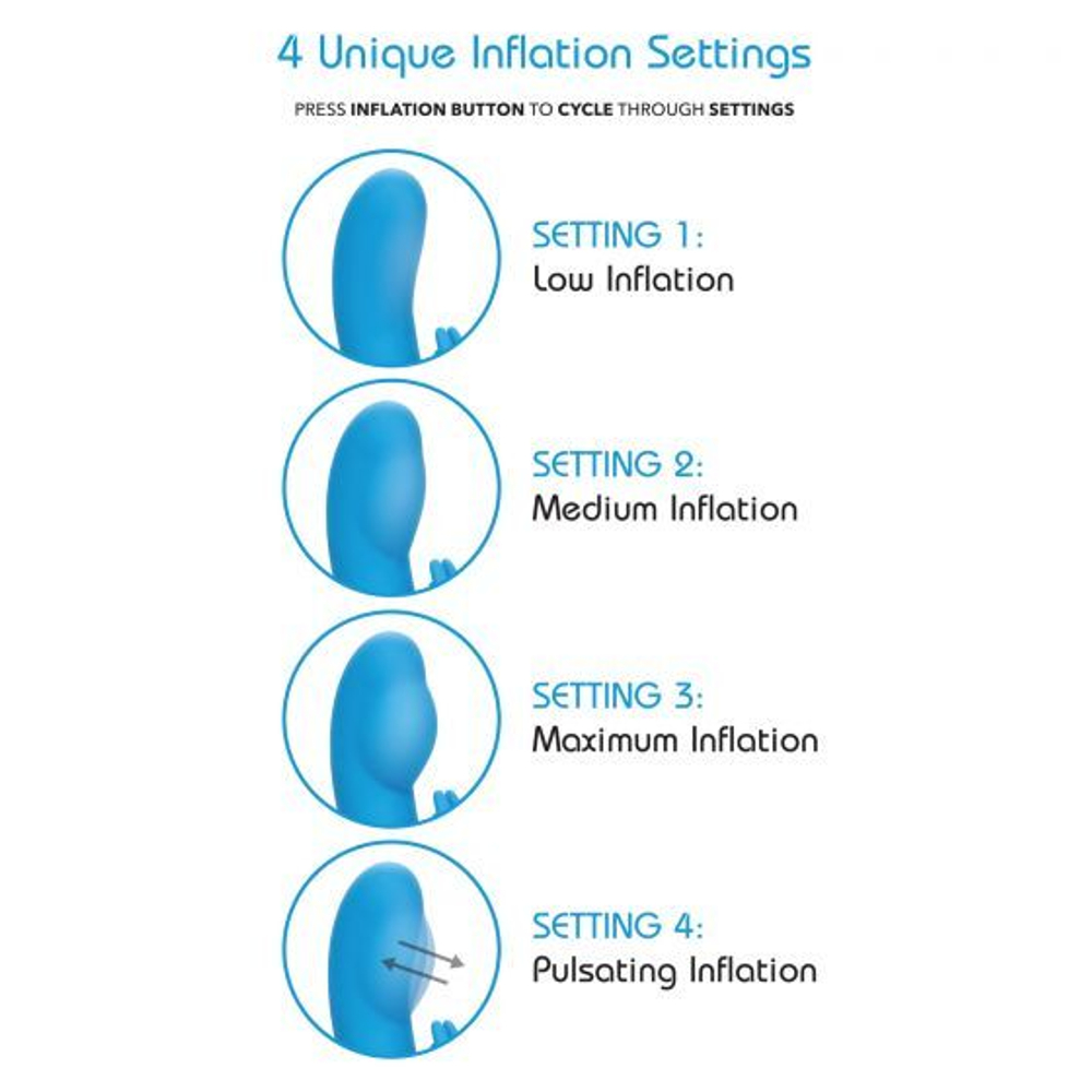 Голубой вибромассажер Insatiable G Inflatable G-Bunny с функцией расширения - 21 см. (Цвет: голубой)