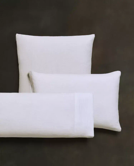 ZARA HOME НАВОЛОЧКА ИЗ ХЛОПКОВОГО МУСЛИНА, БЕЛЫЙ