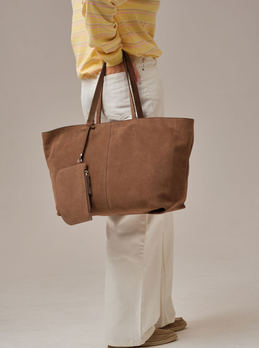 Замшевая сумка шоппер Texas DBR 31390 серо-коричневый