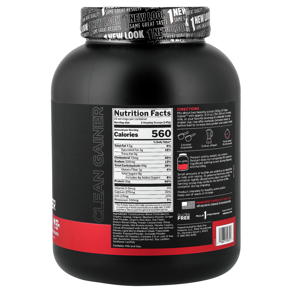 Rule One Proteins, Clean Gainer, со вкусом шоколада и арахисовой пасты, 2,18 кг (4,80 фунта)