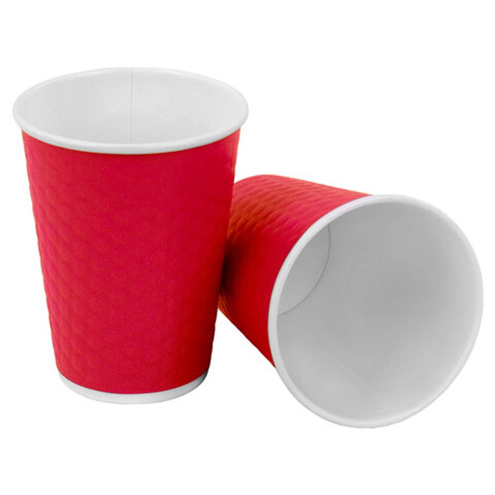 Стакан одноразовый бумажный 300/360 мл, D 90 мм, двухслойный, "Соты", красный, КОМПЛЕКТ 50 шт., холодное/горячее, WELDAY (ВЭЛДЭЙ), 702705