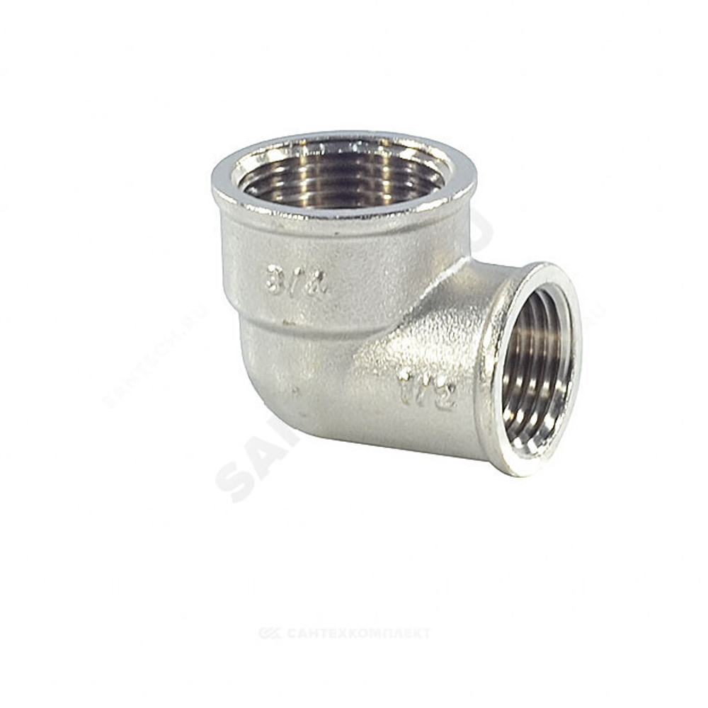 Угольник латунь никель переходной Ду 25х20 (1"х3/4") ВР/ВР SantechSystems