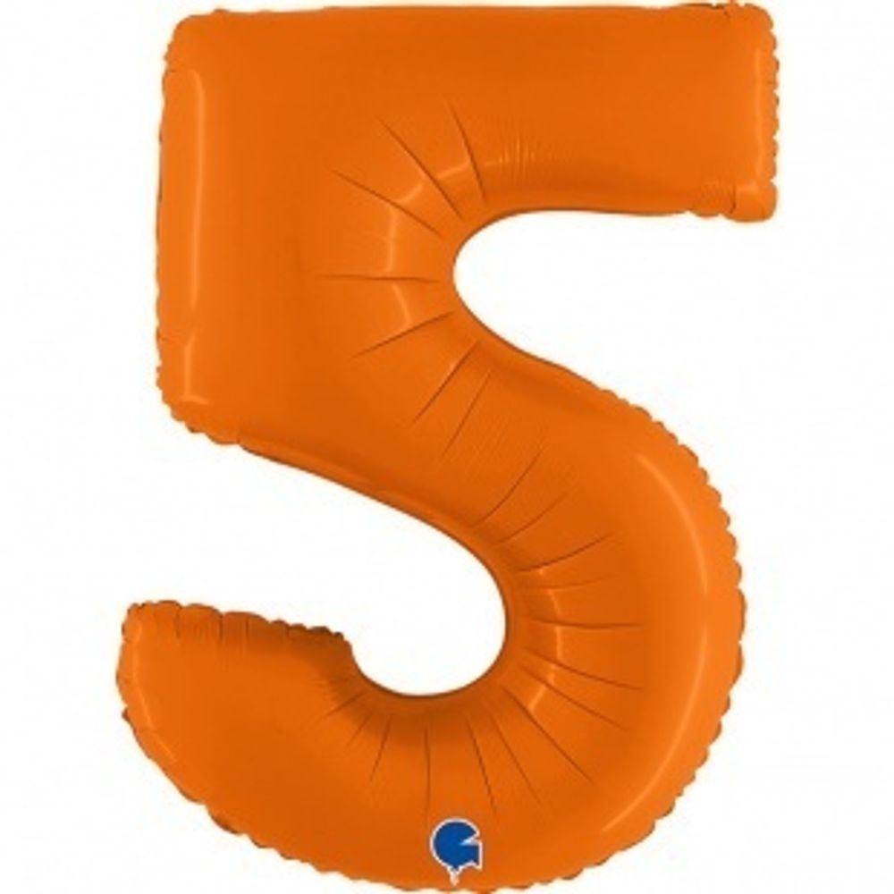 Шар (40''/102 см) Цифра, 5, Оранжевый, Сатин, 1 шт. (БГ-60)