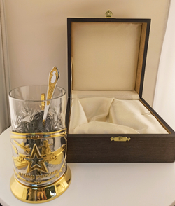 Подстаканник никел. с золочением "Армия" в футляре