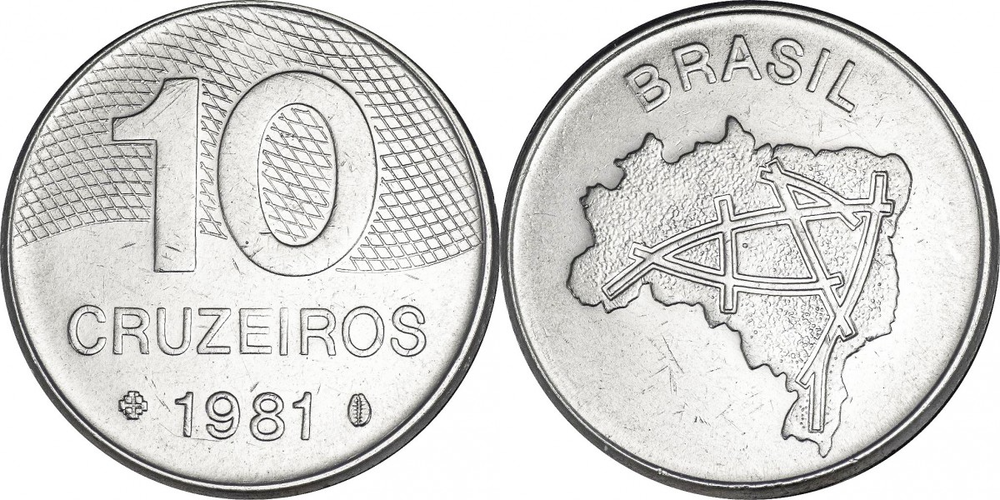 Бразилия 10 крузейро, 1980 - 1984 Карта XF