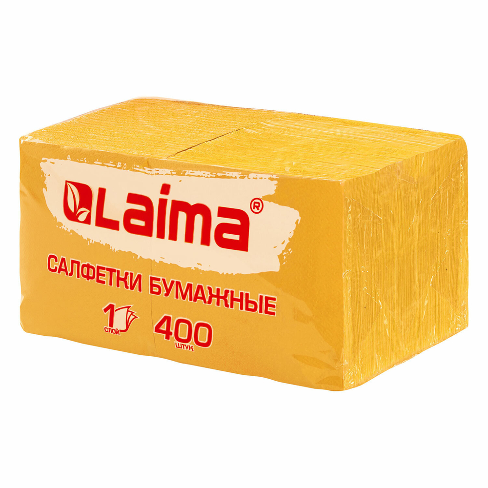 Салфетки бумажные 400 шт. 24х24 см "Big Pack" жёлтые 100% целлюлоза LAIMA (4 штуки в упаковке)