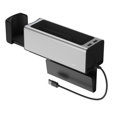 Автомобильный органайзер + USB Хаб Baseus Deluxe Metal Armrest Console Organizer (Dual USB Power Supply)