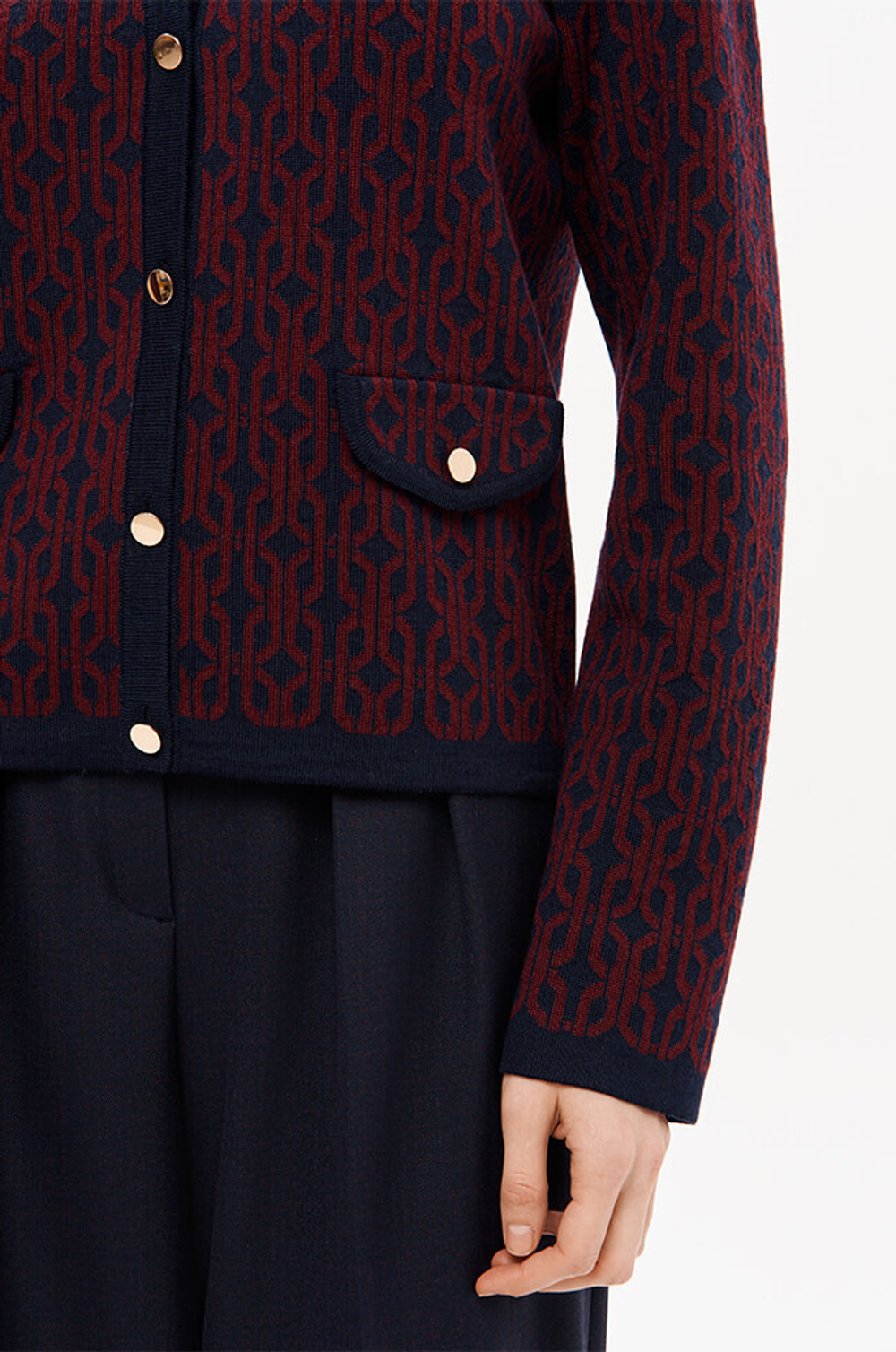 1952 Кардиган женский (темно-синий / бордовый)